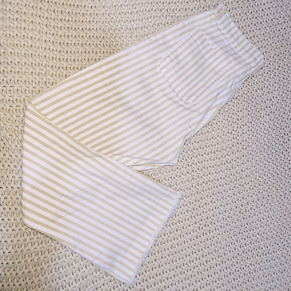 LOFT tan and cream striped high waist flare crop Jean - Picture 4 of 4